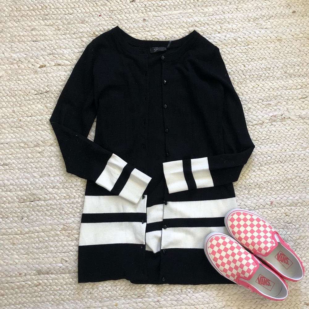 Black & White cardigan mid length size s